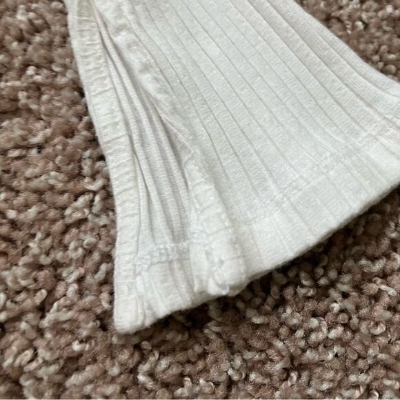 Silence + Noise Off Shoulder Ribbed Mini Bell Sleeve Cropped Fitted Sweater - Picture 12 of 12